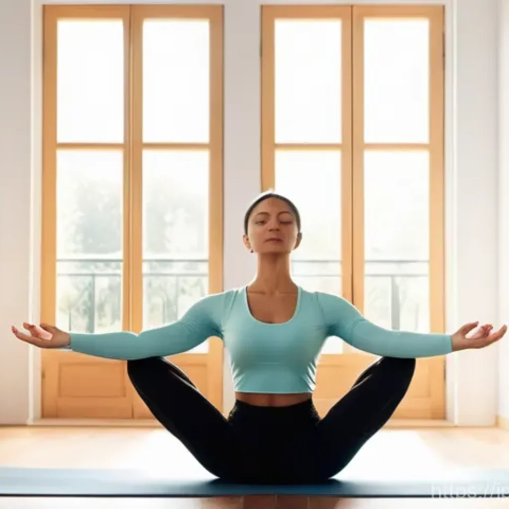 자궁내막증 초기 증상과 치료 병원 - **Mindful Movement**: She is gently stretching or performing a simple, graceful yoga pose on a mat i...