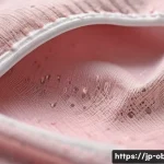 임신 초기 착상혈과 생리혈의 차이 - A close-up medical illustration of subtle implantation bleeding on feminine underwear, showing light...